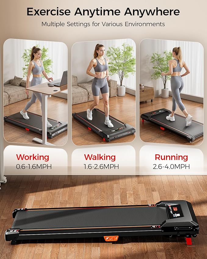 Walking Pad with Incline,XBD Under Desk Treadmill for Home Small Office,2.5HP Low Noise Portable Treadmill with 330 Lbs Capacity,Remote Control and LED Display