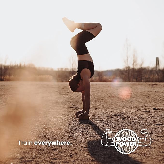 WOODPOWER BalanceBlocks - Handstand Blocks & Yoga Block in One - Bodyweight Training, Gymnastics, Acrobatics, Yoga, Yoga prop and accessory, Lightweight, Good for Travel, Premium European Quality (Pack of 2)