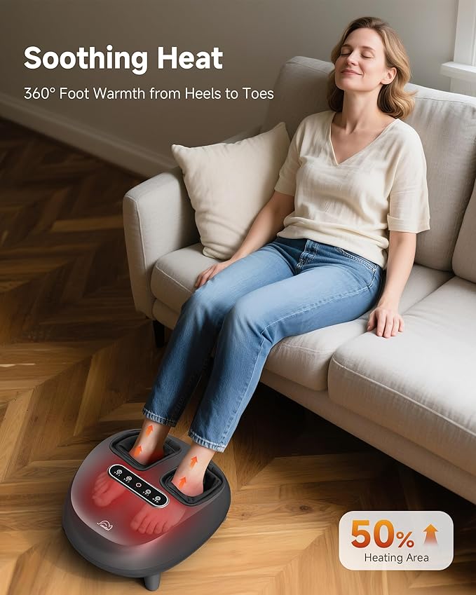 Snailax Foot Massager with Heat and Compression, Shiatsu Foot Massager for Neuropathy and Plantar Fasciitis, Deep Kneading, Rolling, Remote Control, Fits up to Size 14
