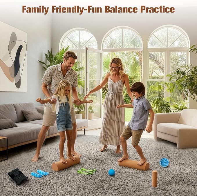 Cork Balance Board Set - Ankle & Foot Strengthener for Physical Therapy, Plantar Fasciitis Recovery, Core Stability, Enhanced Foot Function, Mobility and Prevent Falls | Balance Trainer