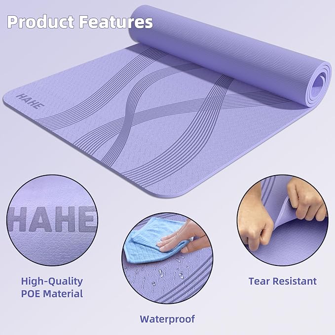 Yoga Mat High Density Exercise Mat, 76"x32"x0.27"Thick Wide & Large Yoga Mat for Women Men, Professional POE Workout Mat for Yoga, Pilates, Fitness & Stretching