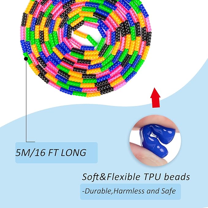 Long Double Dutch Jump Rope 16 Ft 2 Pack, Jump Rope for Kids Adults, Beaded Segmented Skipping Rope