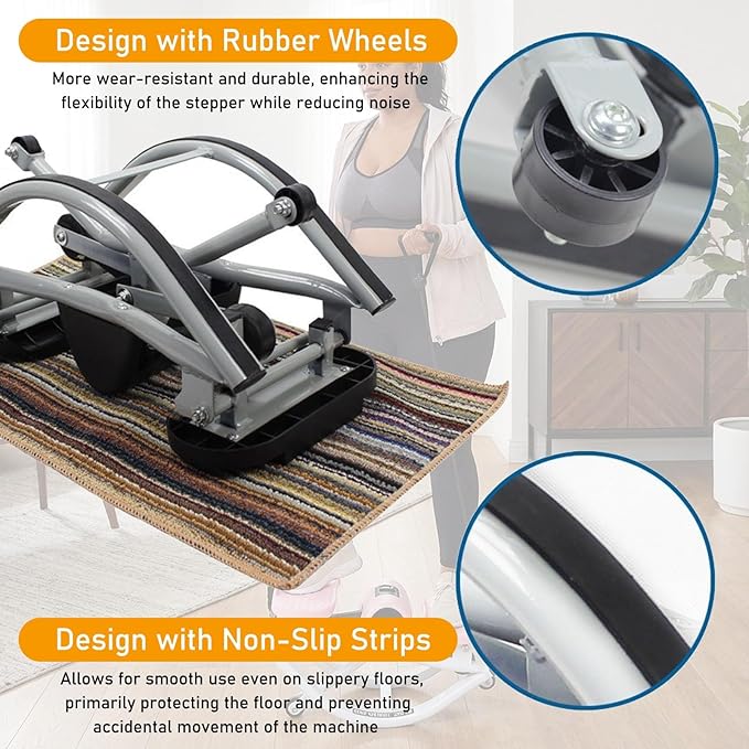 Rock Stepper Machine for Home Exercise, Compact Side to Side Lateral Stepper with Resistance Bands, No Assembly Required, Portable Mini Stepper for Apartment