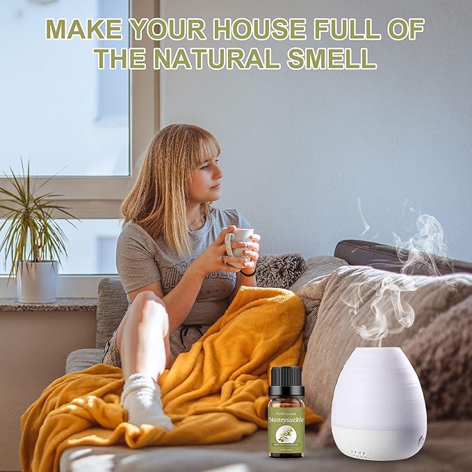 Sedbuwza Honeysuckle Essential Oil, Pure Organic Honeysuckle Fragrance Oil for Diffuser, Humidifier, Soap, Candle, Perfume
