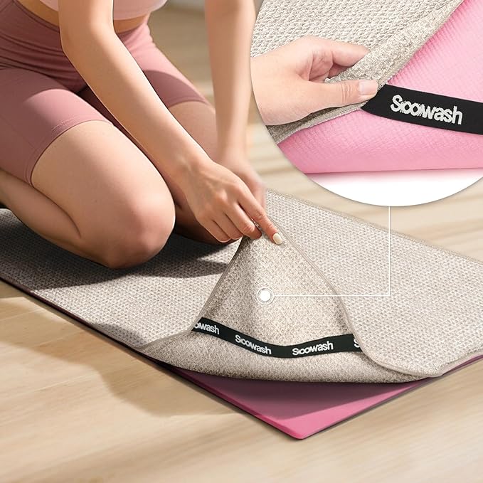 Hot Yoga Towel,Microfiber Yoga Mat Towels Non Slip for Hot Yoga Absorbent Microfiber Sweat Anti-Slip Cover,Bikram,Pilates,Exercise,Fitness 24 inch X 72 inch Beige 2 Pack