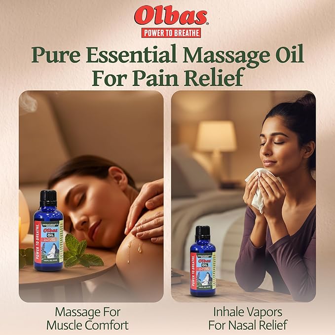 Olbas Massage and Aromatherapy Oil, 0.32 Fl Oz,Body Massage Oil, Swiss Herbal Remedies with Pure Essential Massage Oils for Muscle Relaxing and Soothing Comfort for Pain Relief