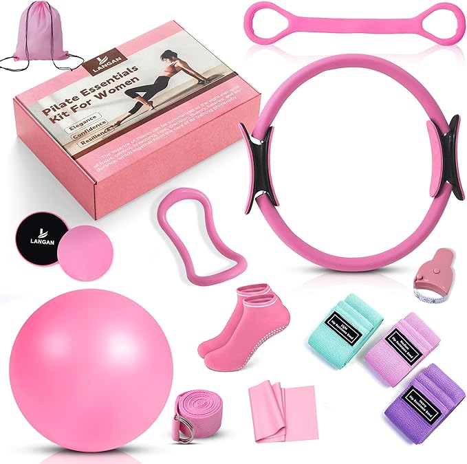 Home Pilates Kit for Women & Men | Better Me Pilates Kit with 14 Inches Pilates Ring and Ball Set, Resistance Bands, Core Sliders, Bag - Full Body Exercise Home Pilates Workout Kit