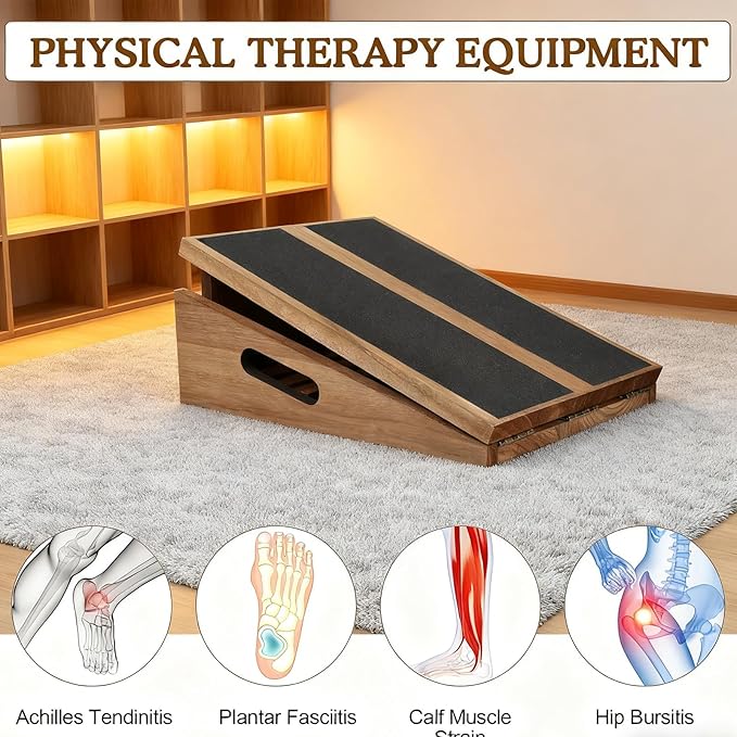 Slant Board for Calf Stretching, Adjustable Wooden Calf Stretcher Incline Board, Wedge Stretcher for Squats, Professional Stretch Board for Knees Ankle Heel Feet Leg