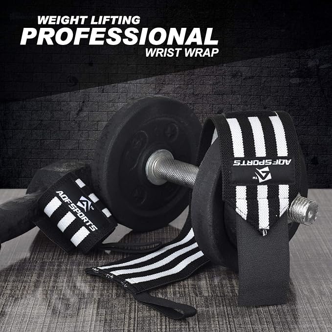 AQF Wrist Wraps for Weightlifting - USPA & IPL Approved 18" Gym Wrist Support with Thumb Loop - Heavy Duty Lifting Wrist Straps for Fitness, Workout, Powerlifting, & Bodybuilding (Pair)