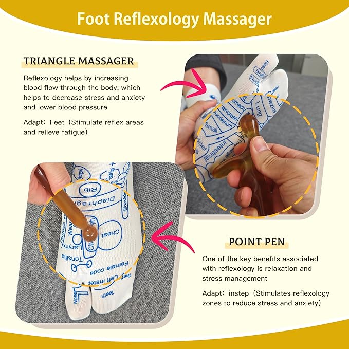 Reflexology Foot Socks with Triangular Acupressure Massage Tool Set - Plantar Fasciitis Relief for Heel Pain, 2026 Gift Package Joint Massager