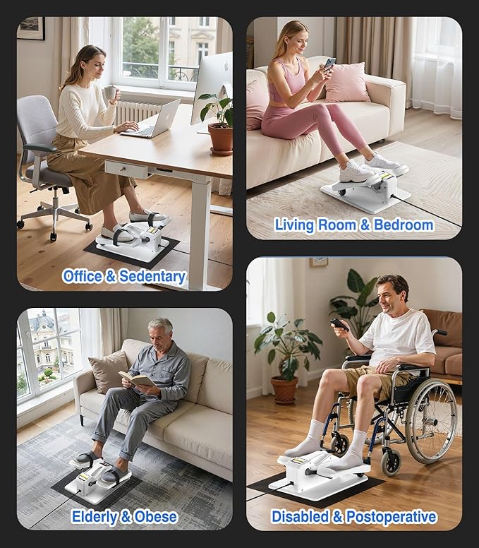 Portable Under Desk Elliptical Machine with Wireless Remote. 12 Manual & 3 Automatic Speeds. Pedal Ellipse Leg Exerciser. Leg Exerciser While Sitting for Seniors Adults Home Office