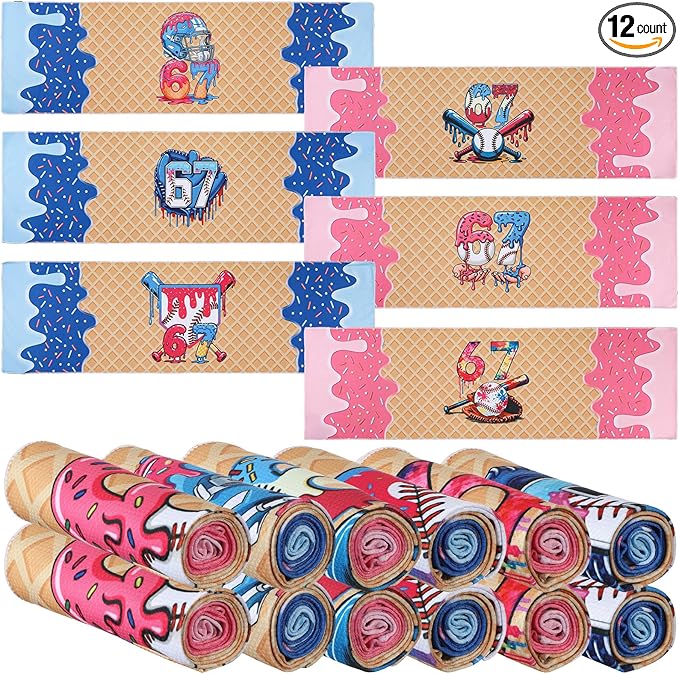 12 Pcs Cooling Towel Baseball Football Basketball Breathable Chilly Softball Soccer Ice Towel, 40"x12" Tennis Microfiber Accessories for Player