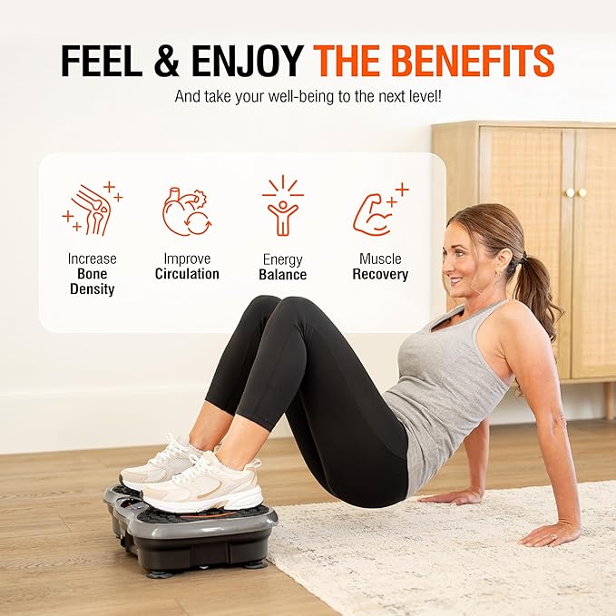 Powerfit Vibration Plate Exercise Machine - Waver Full Body Vibration Platform for Weight Loss & Lymphatic Drainage