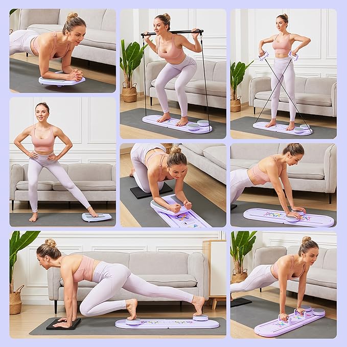 Pilates Reformer A Foldable Portable Full Body Exercise Pilates Board Unisex Multi Functional Core Strength Pilates Training Board Multifunctional Fitness Gear for Home Gyms & Studios