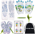 Reflexology Socks with Gloves Tools Set Foot Massage Socks with 2pc Tools Socks with Trigger Point Massage Tool Acupressure Socks Reflexology Foot Massage Socks for Women