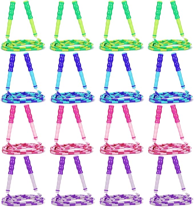 Supertrip Jump Rope Kids-Soft Beaded Skipping Rope Adjustable Tangle-Free Segmented Jumping Rope for Children and Students