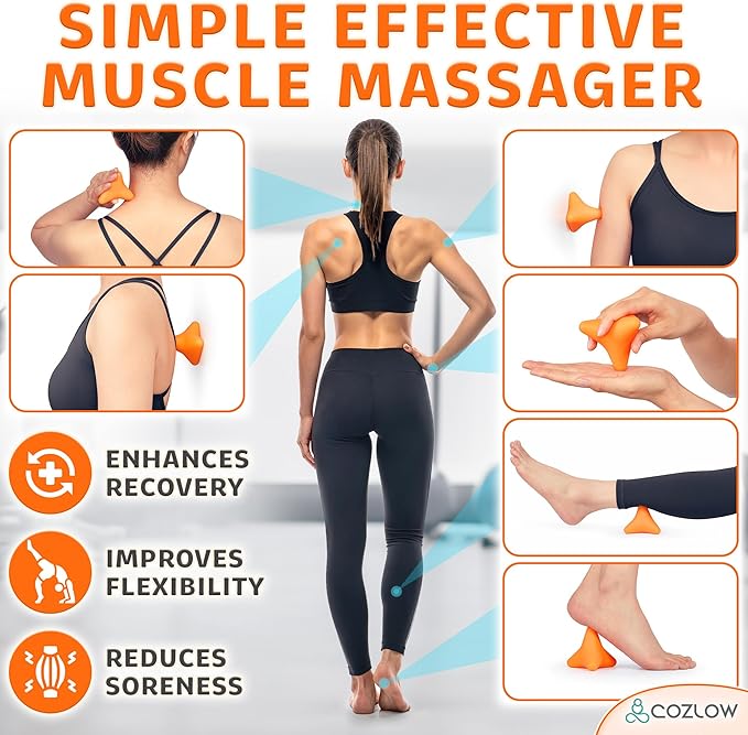 Trigger Point Massage Tool - Pyramid Shaped 4 Point Massager Ball - Muscle Knot Release - Myofascial Wellness Therapy - Back, Feet, Psoas Pain