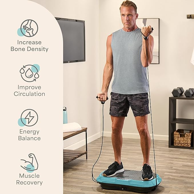 Lifepro Waver Vibration Plate Exercise Machine for Lymphatic Drainage, Muscle Activation, Full-Body Workout Vibrating Platform with Loop Bands, Fitness Equipment for Strength Toning & Fat Loss