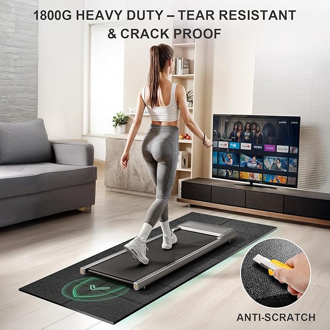 Foldable Treadmill Mat Walking Pads, Bike Exercise Equipment Mat, 1/4" Thick, 63"x30" Anti-Slip Waterproof Floor Protector for Carpet, Home Hardwood, Home Gyms, Workout Fitness Machines, Yoga, Gift