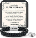 LUXEJEW Gifts for Men - Beaded Leather Bracelet 6mm Matte Agate Stone Bracelets for Men Dad Son Husband Boyfriend Grandpa Grandson Brother Uncle Nephew Adjustable Magnetic Clasp