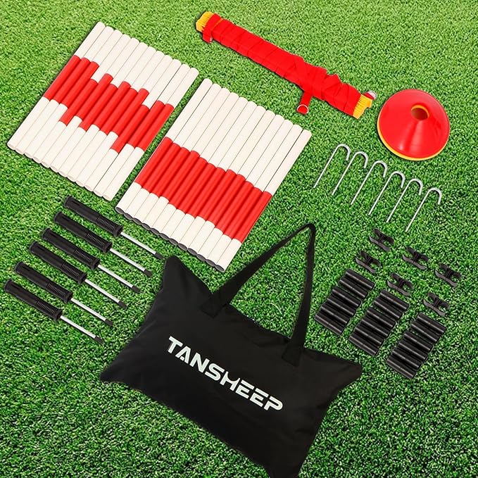 Soccer Agility Training Poles Equipment with Bag, 6 Agility Poles, 3 Horizontal Sticks,1 Agility Ladder with Bag, 10 Soccer Cones, Multifunctional Speed Training Equipment for Youth Adults