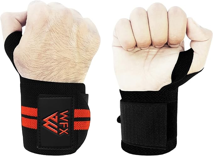 Gym Wrist Wraps Fitness Workout Training Heavy Weight Lifting Wrist Straps Support Thumb Loops Adjustable Pair Brace Strong Grip Powerlifting Bodybuilding