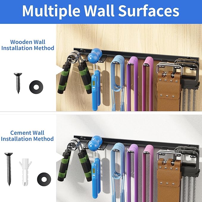 niffgaff Home Gym Storage Rack Organizer - Multi-Purpose Black Fitness Equipment Rack for Bands, Lifting Belts, Accessories