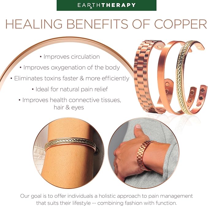 Earth Therapy Pure Copper Celtic Pewter Magnetic Bracelet – Unisex Sport Band with Ultra Strength Magnets - Adjustable