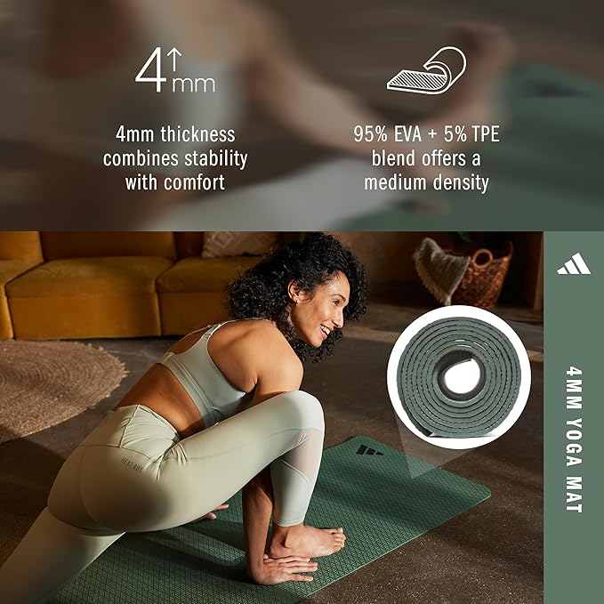 adidas Yoga Mat - Eco Friendly - Non Slip, Durable Textured Surface