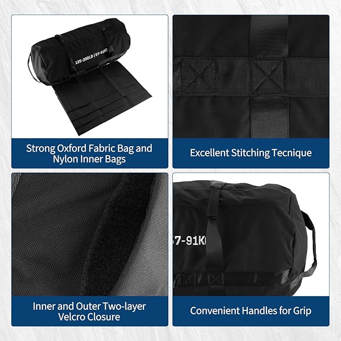 Sandbags for Workout,Adjustable Sand Bags for Fitness,Yoga, Strength Training and Full-Body Workouts,Black