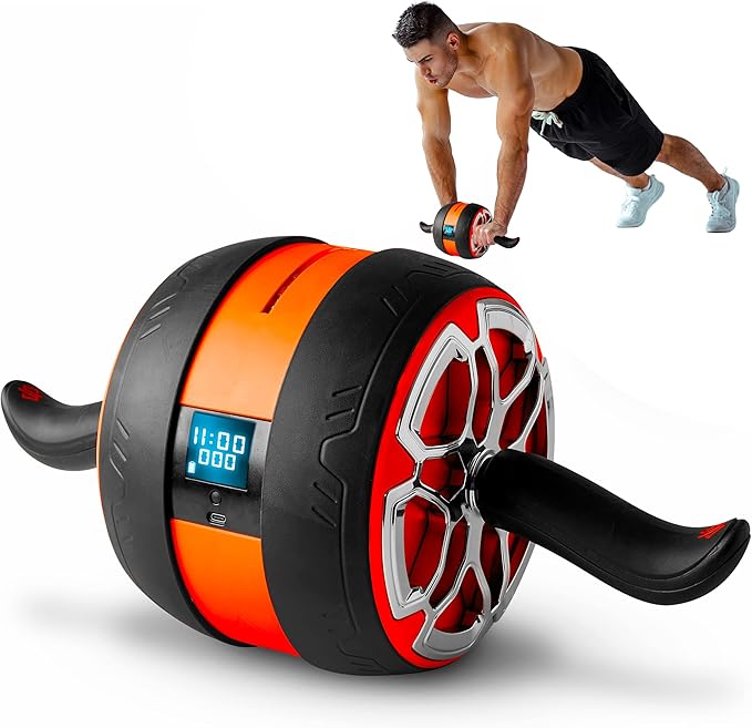 Squatz Ab Roller Wheel With Digital Screen, Abs Workout Equipment for Abdominal & Core Strength Training, Ultra-Wide Wheel, Exercise Wheels for Home Gym, Fitness Equipment for Core for Men Women