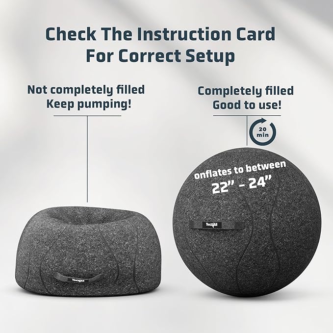 Yes4All Exercise Office, 400lbs Capacity Anti-Burst Yoga Weight Self-Standing Sitting Ball Chair with Hidden Seam Cover Convenient Handle & Pump Included, Standard, Dark Gray
