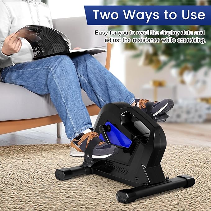 Under Desk Bike Pedal Exerciser, Himaly Mini Exercise Bike with Magnetic Resistance, Portable Peddler Foot Cycle for Arm & Leg with LCD Screen Display