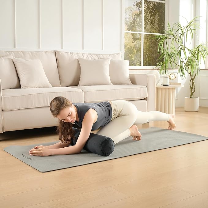 Meditation Cushion Bolster Pillow for Restorative Yoga – Supportive Cushion for Meditation, Pilates, and Relaxation – Filled with Buckwheat Hulls - Removable Cover