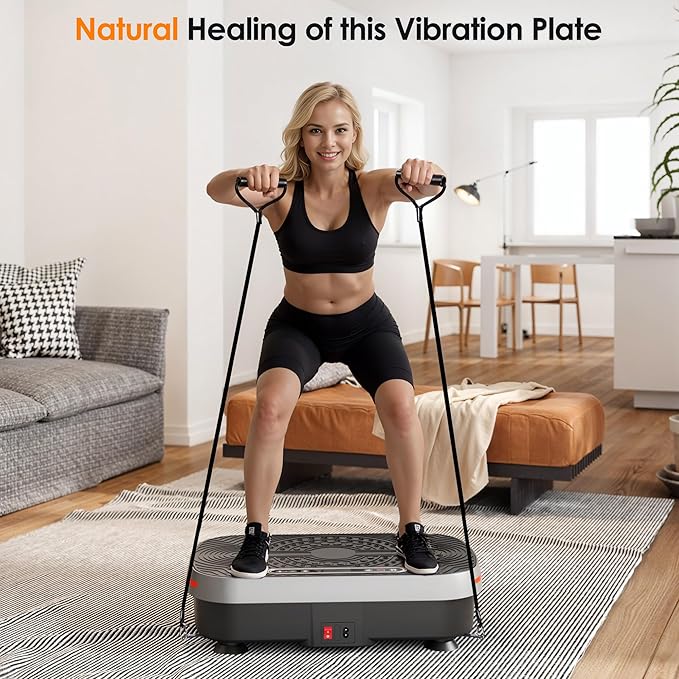 Vibrating Plate Exercise Machine, Vibration Plate for Lymphatic Drainage with Resistance Bands, 99 Speed Levels, Whole Body Shaker, for Weight Loss Fat Burner for Women Men