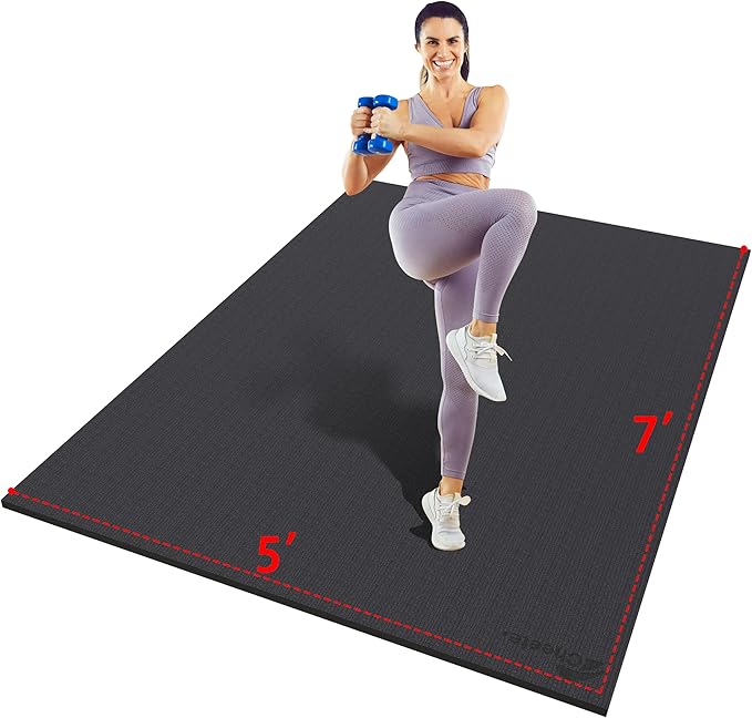 Extra Large Exercise Mat 6'x4'/7'x5'/6'x8'/6'x9'/6'x10'/6'x12'（7mm）, Gym Flooring for Home Gym,Thick Exercise Mats for Home Workout,Non-Slip,Extra Durable,High-Density Gym Mats for Jump Rope,Cardio