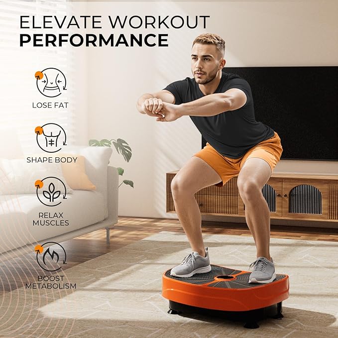 GORISE Vibration Plate Exercise Machine, Vibrating Plate for Lymphatic Drainage & Weight Loss - Full Body Workout Fitness Platform with Remote, Resistance Bands, Home Gym Equipment for Muscle Relief