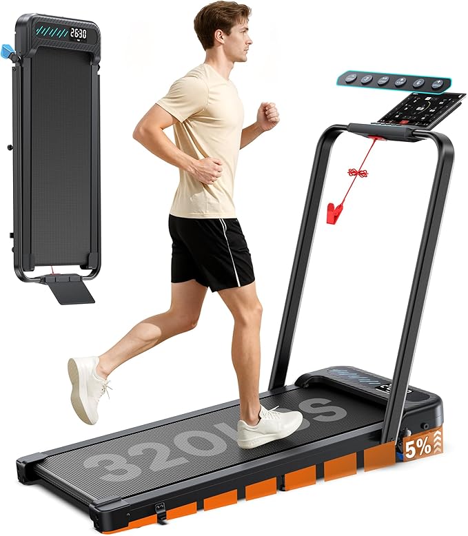 WELLFIT Incline Walking Pads with Handle Bar for Home Office Apartment, Small Under Desk Treadmills with Hiking Climbing Mode for Efficient Fat-Burn, Works for APPs/Mute Remote, 320 LBS Capacity