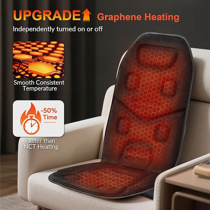 COMFIER Vibration Back Massager Seat Cushion with Heat,10 Motors Massage Chair Pad,Chair Massager for Pain Relief at Office/Home,Mothers Day Gifts for Mom Dad