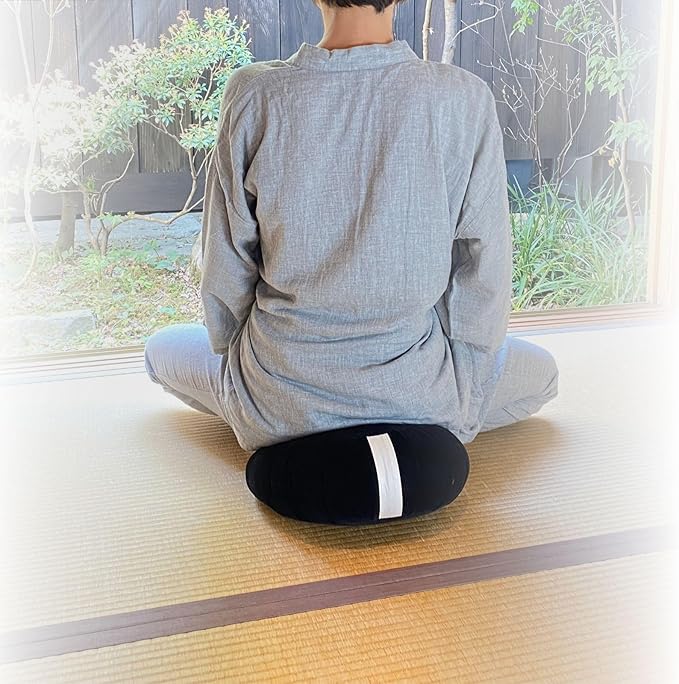 Zafu Meditation Cushion Japan Made | Authentic Zen Temple Style Zazen Seat – Firm Kapok Filling for Mindfulness, Yoga & Posture Support