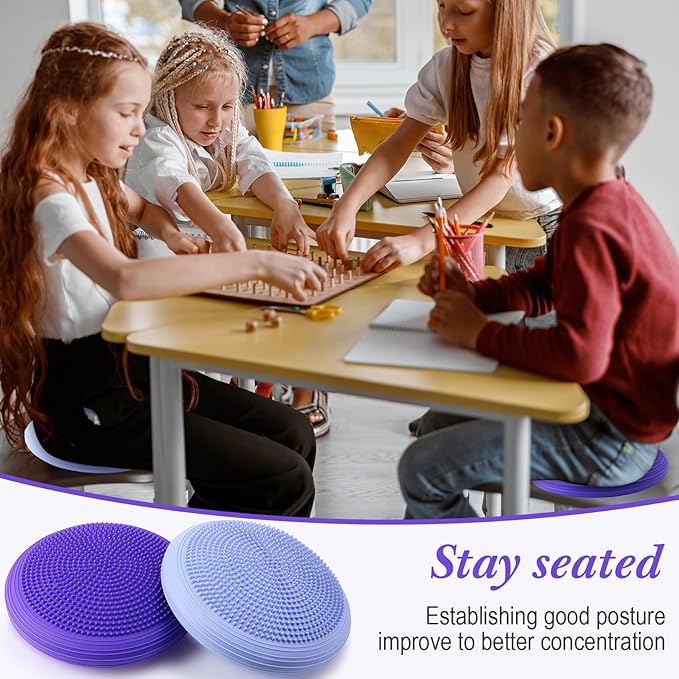 Libima 4 Pcs Wiggle Seat Inflated Wobble Cushion for Sensory Kid 13 Inches Balance Disc Flexible Seating for Classroom Sensory Pad for Chair Wiggle Cushion