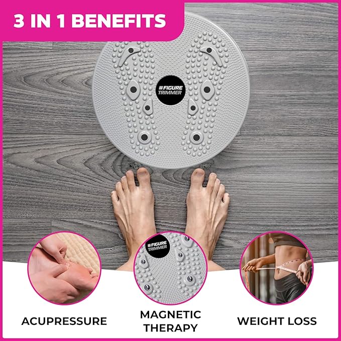 Daiwa Felicity Figure Trimmer Ab Twister Board - Waist Twister Machine for Core & Abs Exercise - Waist Twisting Fitness Tool, Dizzy Disc Twist Board for Slimming Workout with Magnets Reflexology
