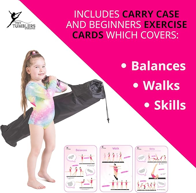 Artistic Gymnastics Beam for Home - 210/240/270/300 - Amazing Balance Equipment for Kids at Home - Faux Suede, High Density EVA Foam - Carrying Straps