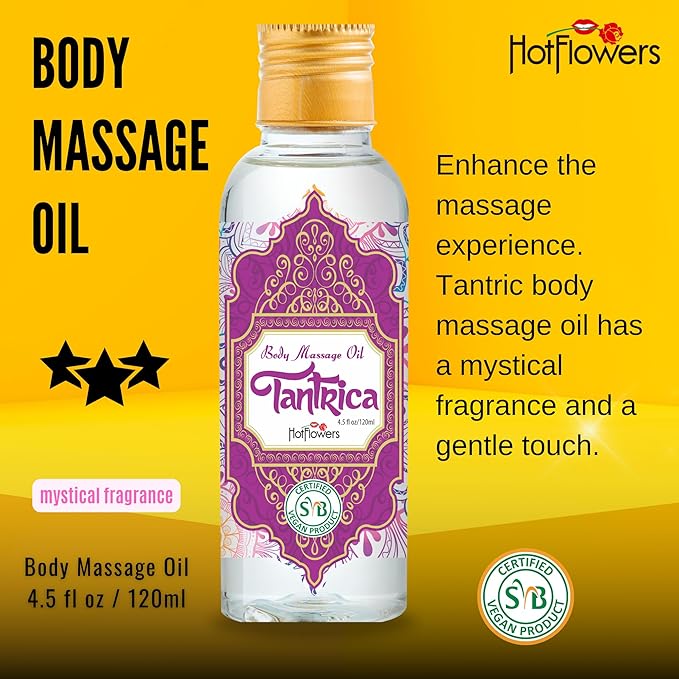 HOT FLOWERS Body Sensual Massage Oil Set for Moisturizer and Nourish The Skin – Women and Couples (Tantrica)