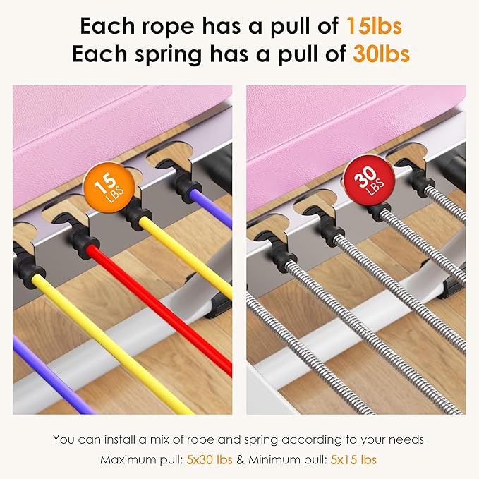 Foldable Pilates Reformer Machine for Home Use - 330lbs Capacity with 5 Alloy Springs, 11 Resistance Levels & UP Leather Surface, Space-Saving Fitness Equipment