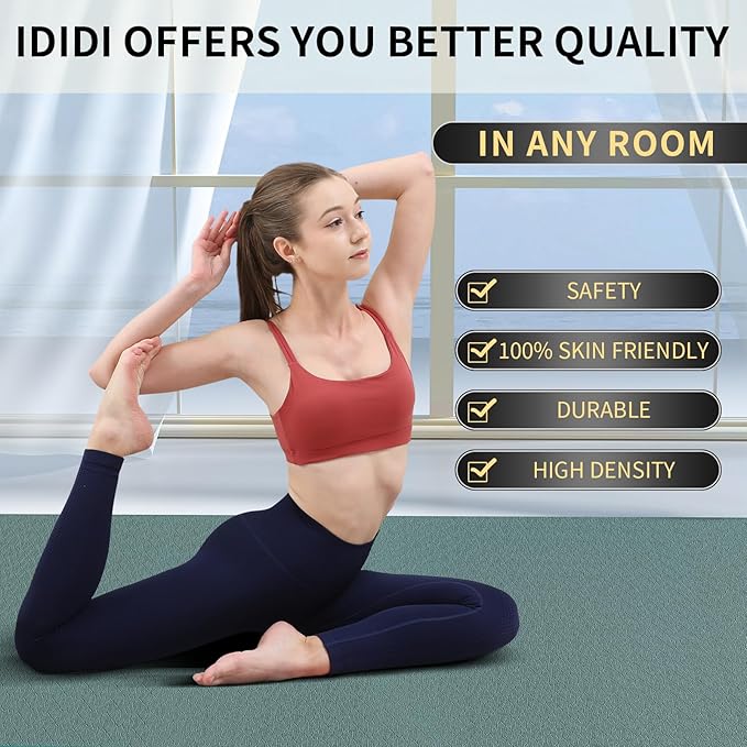 Large Yoga Mat (6'x 4') - Extra Long and Wide Workout Mat for Men and Women,Non-Slip POE 0.32''/0.4'' Thick Fitness Mat, Eco-Friendly, Thick Wide Exercise Mat for Home Workouts,Ideal for Yoga and Pilates.