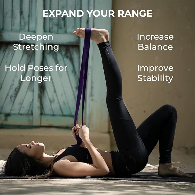 Sunshine Yoga 10-Pack Yoga Strap, 8-Foot Yoga Straps With Anti-Slip D-Ring Buckle, Adjustable Leg Stretching Strap, Exercise Stretch Strap for Muscle and Hamstring Stretch