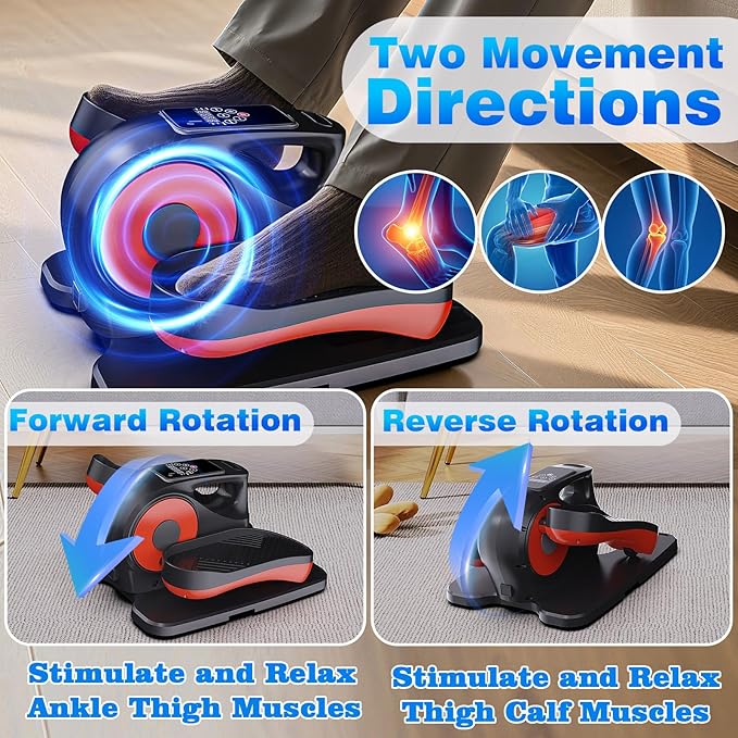 Under Desk Elliptical Machine, Electric Under-Desk Elliptical for Seniors - Mini Elliptical Exercise Equipment for Home with 12-Speed Touch Screen, Remote Control & Reversible Motion