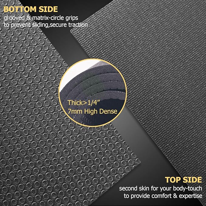 GXMMAT Large Exercise Mat 6'x4'/6'x5'/6'x6'(7mm), Thick Workout Mats for Home Gym Flooring, Extra Wide Non-Slip Durable Cardio Mat, Shoe Friendly, Perfect for Plyo, MMA, Jump Rope, Weights, Fitness