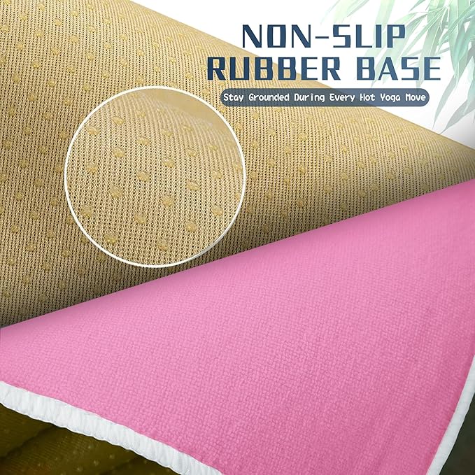 Hot Yoga Towel Non-Slip,Thick & Soft Yoga Mat Towel, Sweat Absorbent, with Grip Dot, 72" x 26", Yoga Towel for Hot Yoga, Pilates, Fitness and Gym Workouts, Light Pink